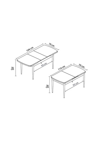 Vena Beyaz Mdf 70x114 Metal Ayaklı Açılır Üst Kalite Mutfak Masası, Yemek Masası, Salon Masası Beyaz