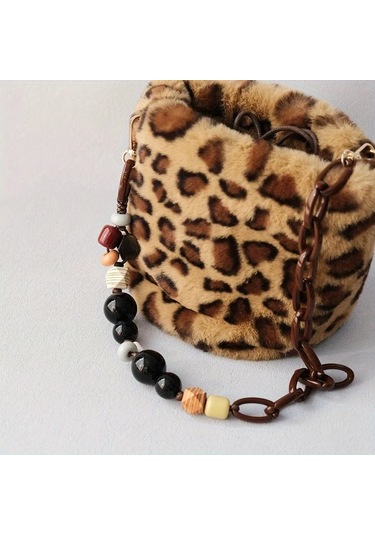 Fochsia 25.2 İnç Akrilik Boncuk Zincir Moda Ahşap Bileklik Çıkarılabilir Askı Aksesuar Çapraz Body Çanta Kayışı Dıy Cüzdan Yapımı