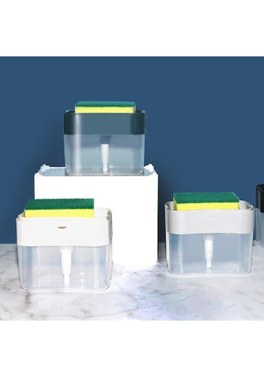 Homyl 2'si 1 Arada Sabun Pompası Dispenseri Sünger Tutucu Beyaz Beyaz