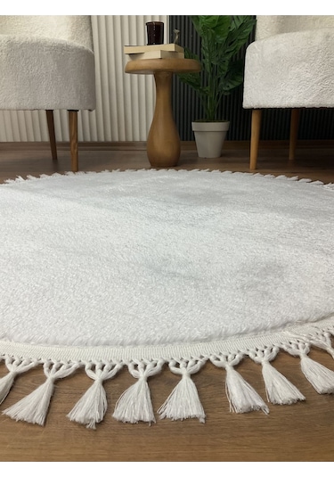 Saraz Halı Comfort Peluş Puffy Lux Beyaz