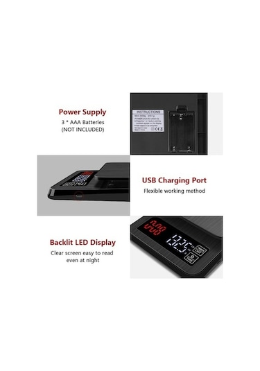 Ulzyvf Createtech Zamanlayıcı Ve Terazisi - 22lb Elektronik Dijital Terazı - Mutfak Ve Kahve İçin - Siyah - Lu Model Siyah