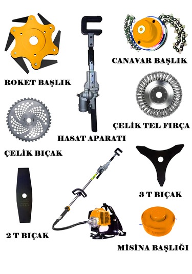 Eisenn Hero9000 Sırt Tip Benzinli Motorlu Tırpan + Zeytin Badem Hasat Makinesi 9 Parça Özel Set