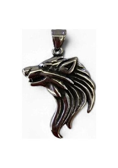 Yalnız Kurt Çelik Kolye Ucu Silver