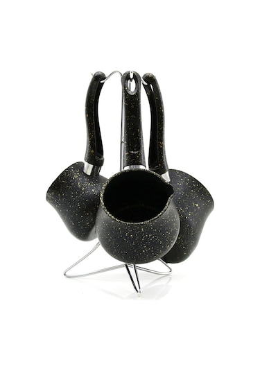 4pcs 230-280-380ml Granit - Çelik Cezve Renkli Metal Standlı 5570