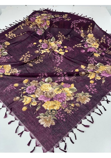 Sökme Boncuklu Pamuk Yazma - 05650 Mürdüm