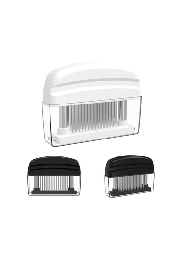 Shineyee 48 İğneli Paslanmaz Çelik Et Yumuşatıcı, Et İskeleti Kırıcı, Pişirme Aracı Siyah