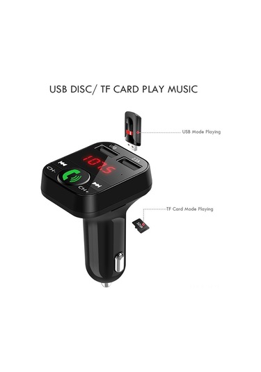 Gajeena Araç İçin Bluetooth Fm Vericili Mp3 Çalar - Usb Şarjlı Çok Fonksiyonlu 112 Karakter