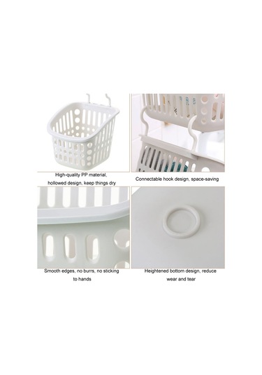 Sones Plastik Askılı Sepet Kancalı Mutfak Depolama Drenaj Sepeti Raf Banyo Düzenleyici, Renk: Küçük Gri
