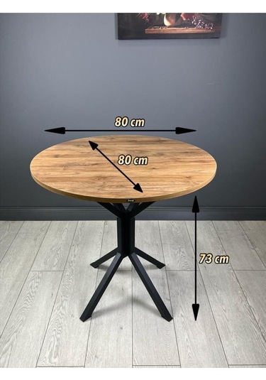 Saray Ceviz Yuvarlak Mutfak Masası Yemek Masası Balkon Masası Metal Siyah Ayak 80 Cm Saray Ceviz Yuvarlak Mutfak Masası Yemek Masası Balkon Masası Metal Siyah Ayak 80 Cm