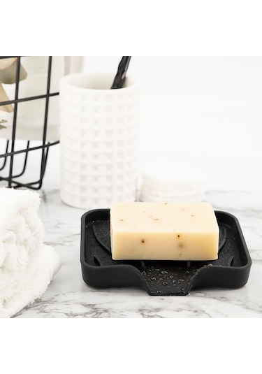 Silikon Mutfak, Banyo Su Giderli Vantuzlu Esnek Sabunluk Siyah Re