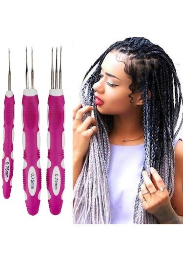 Suntek Kolay Kullanımlı Dreadlock Tığ Örgü Saç Aracı - Pembe