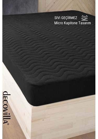 Micro Kapitone Fitted Full Kenar Su Sıvı Geçirmez Yatak Koruyucu Alez Gri