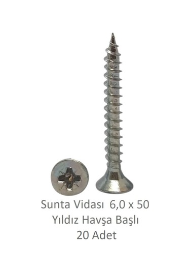 Sunta Vidası, 6,0 X 50 Mm, 20 Adet, Yhb Vida 6 x 50