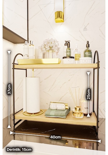 Bino Mutfak Rafı Masaüstü Düzenleyici Organizer Mutfak Banyo Dolabı 2 Katlı Raf Oval Raf Kitaplık. Siyah