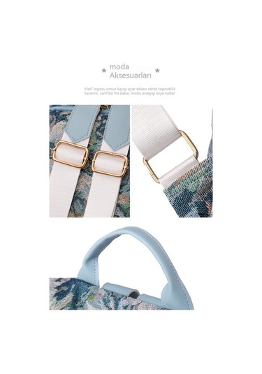 Luckydog Kadın Modası Çiçek Naylon Kontrast Renk Hırsızlığa Karşı Sırt Çantası- Açık Mavi001 Açık Mavi Açık Mavi