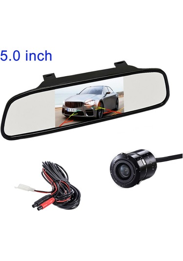 Rh-503 5.0 İnç Ayna Araç Kamerası Yuvarlak Kamera / Video Kablosu Araba İçin Su Geçirmez Dikiz Aynası Kamera