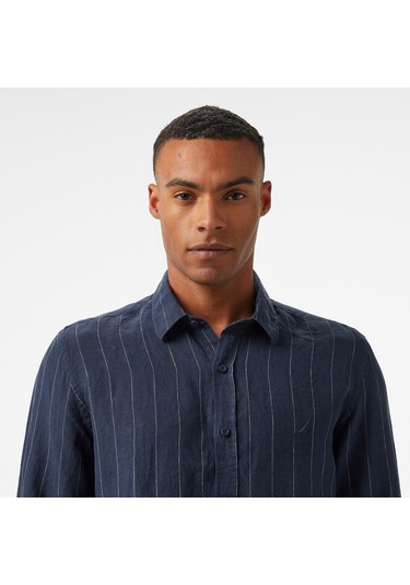 Nautica Erkek Lacivert Classic Fit Çizgili Gömlek Çizgili W55446t Lacivert