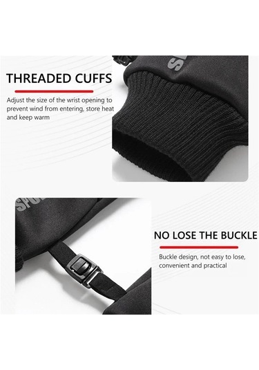 Jialan Kış Su Geçirmez Erkek Eldivenleri Rüzgar Geçirmez Spor Siyah