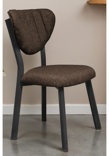 Nemeron Mutfak Masa Sandalyesi Kafe Restoran Yemek Odası Çizgili Yarmalı Sandalye Silinebilir - Yeşil Kahverengi