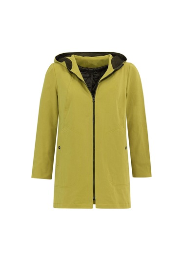 Gala-xi Kapüşonlu Büyük Beden Sırt Detaylı Zeytin Kadın Kap 232111201004 Yeşil