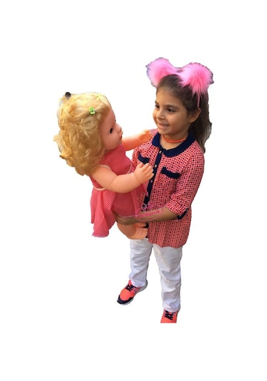 Oyuncak Büyük Boy Konuşan Et Bebek Elbiseli Türkçe Sesli 55 Cm Beyaz