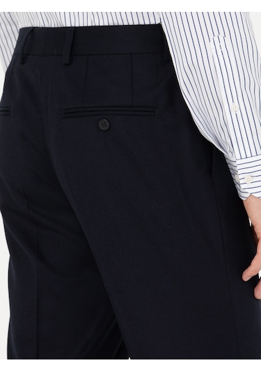 Cacharel Koyu Lacivert Slim Fit Yün Karışımlı Kumaş Pantolon