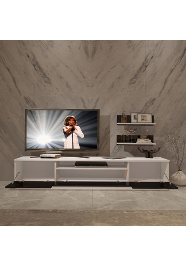 Decoraktiv Trio 4 Mdf Tv Ünitesi Tv Sehpası Beyaz - Siyah