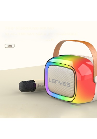 Lenyes S228 Rgb Işıklı Askılı Mikrofonlu Bluetooth Speaker Hoparlör V5.3 Bej