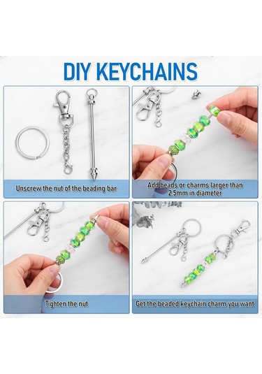 Gatherco 26 Adet Boncuklu Anahtarlık Çubuğu, Boncuklu Anahtarlık, Kolye Yapımı İçin Boncuklu Anahtarlık, Anahtarlık Yapımı İçin Boş Anahtarlık Aksesuarları