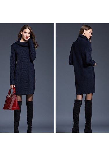 Sones Sonbahar Ve Kış Örgü Elbiseler Uzun Balıkçı Yaka Kazak Kadınlar İçin Beyaz