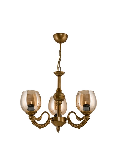 Dede Üç Kollu Riga Zamak Avize Eskitme Bal Camlı