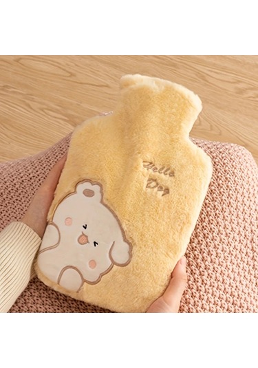 Willowhaven Mavi Yumuşak Kalın Ayı Desenli Tüylü Sıcak Su Torbası Evde Kullanım İçin MAvi