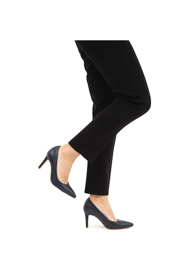 Tamer Tanca Kadın Hakiki Deri Lacivert Stiletto Ayakkabı 22 5205 Bn Ayk Lacı Lacivert