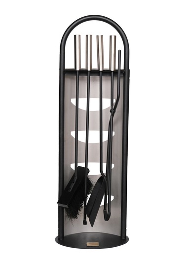 5 Li Lüx Ithal İnox Standlı Şömine - Soba Maşa Takımı Aksesuar Seti