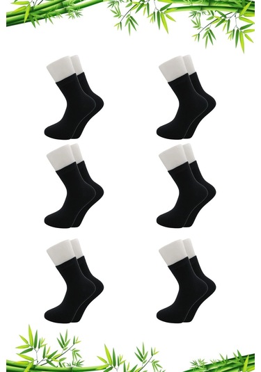 Bambu Erkek Yarım Konç Düz Füme Çorap Dikişsiz 6'lı Paket Füme