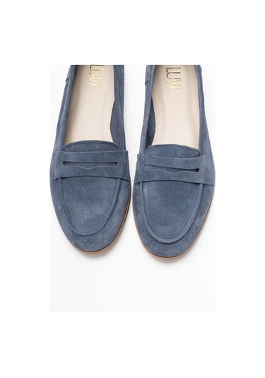 Luvishoes F02 Kot Süet Kadın Babet Mavi
