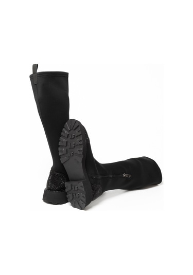 Çizme Kadın Gtn-24573 John May Siyah Strec-siyah Taş Siyah