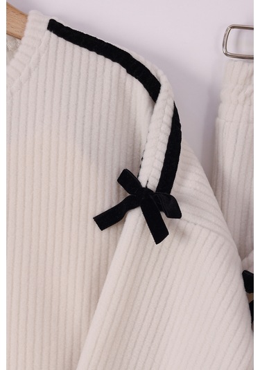 Monox Kız Çocuk Kurdale Detaylı Fitilli Polar Takım Taş