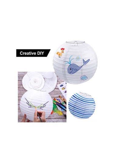 Tenfowee Beyaz Dairesel Kağıt Fener Seti 4 Adet Her Boyut: 4",6",8",10",12" - Toplam 20 Adet - Bayram, Düğün, Parti Ve Ev Dekorasyonu Asılı Aydınlatma