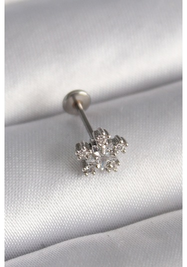 Forwhat Zarif Kadın İçin Silver Çelik Zirkonlu Yıldız Tarz Tragus Piercing Çok Renkli