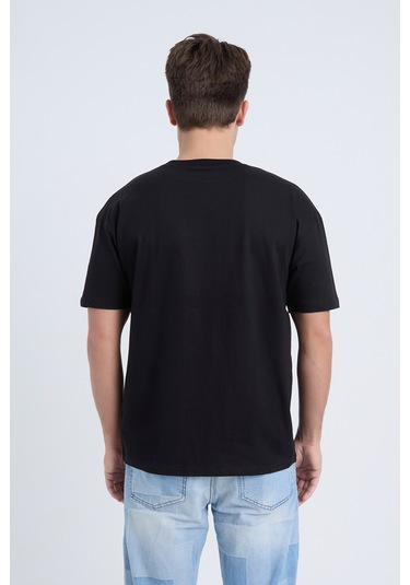 Erkek Oversize Baskılı T-shirt Siyah California Siyah