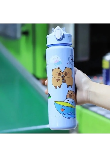 Elmpaly 750ml Kapıbarası Çocuk Kupa, 2 Adet Pink-2pcs Çok Renkli