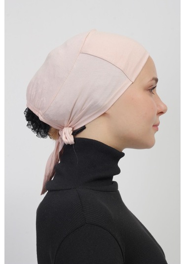 Pratik Dikişsiz Bağlamalı Kaymayan Tesettür Bone Pudra