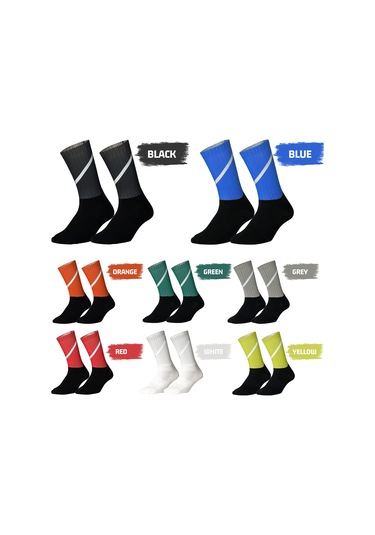 Lemestar Gece Bisikletçilik Ve Koşu İçin Yüksek Yansıtıcı Orta Bilek Çorabı - Antipatlama, Ter Emici, Nylon Spor Çorap Unisex Dh-31x