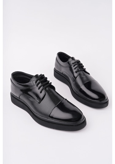 Muggo Marcel Garantili Erkek Günlük Klasik Hakiki Deri Casual Ayakkabı Siyah - Buz