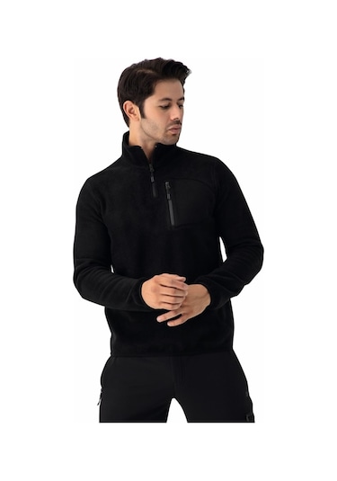 Crozwise Polar Yarım Fermuarlı Sweat Siyah