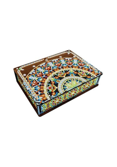 Dıy Elmas Boyama Saklama Kutusu Seti Köpüklü Toz Geçirmez Nakış Çapraz Dikiş Ahşap Kutu A