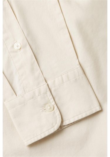 Tommy Hilfiger Erkek Flex Poplin Düz Renk Rf Bej Gömlek-13519 Cream