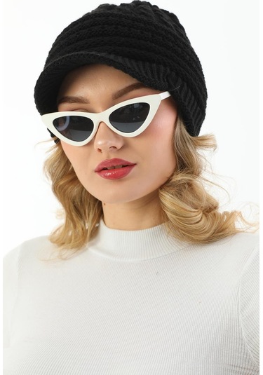 Siperli Çift Kat Siyah Triko Örme Bere Siyah