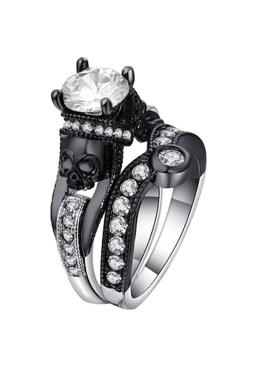 Sones Kafatası Yüzük Punk Tarzı Moda Takı, Yüzük Boyutu: 9 Beyaz